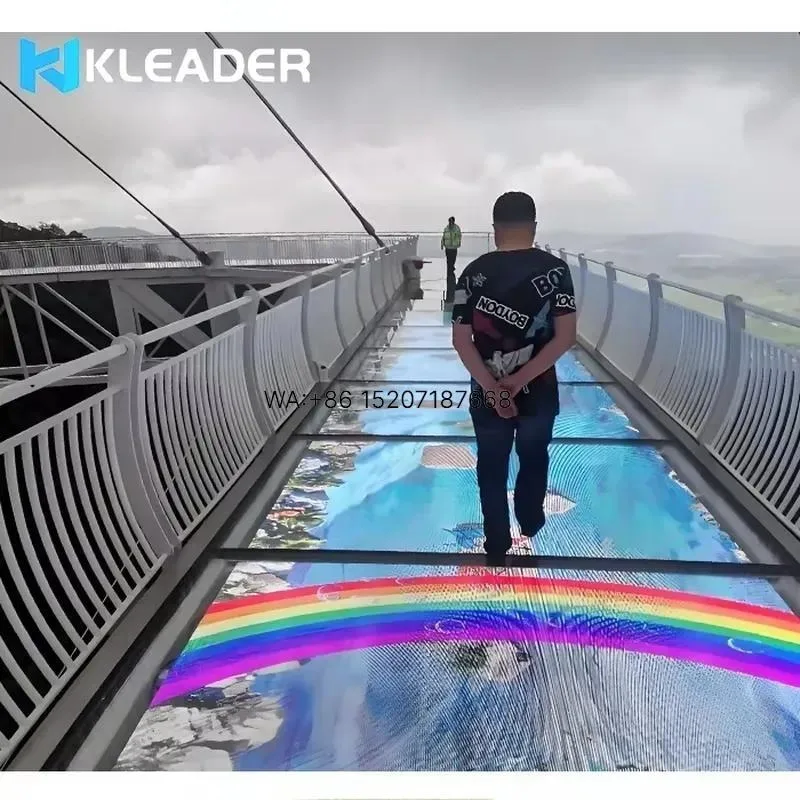 Wmwmnu for Transparent Glass LED Screen Display 3d Special Effect Game Interactive Sensor Dance Floor for Walkway Bridge