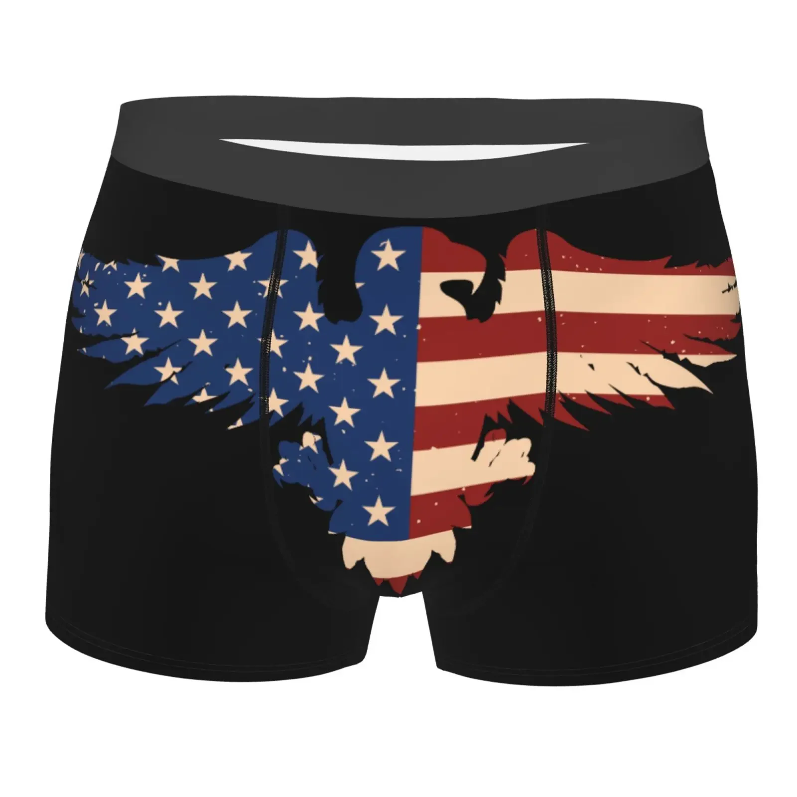 American Eagle USA Flag Men's Breathable Boxer Briefs Comfort Soft Stretch Underwear Trunks With Bulge Pouch For Men Boys