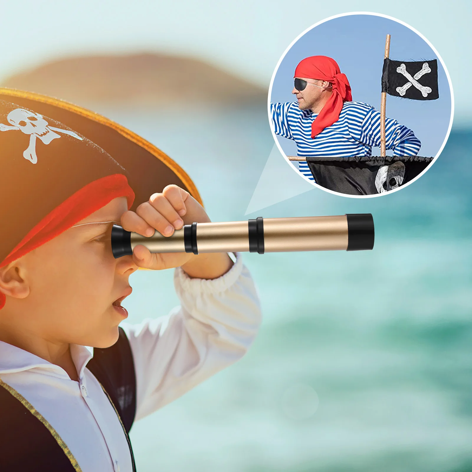 2 Pcs Pirate Telescope Handheld Kids Toys Gifts Costume for Children Glasses Decorate Educational