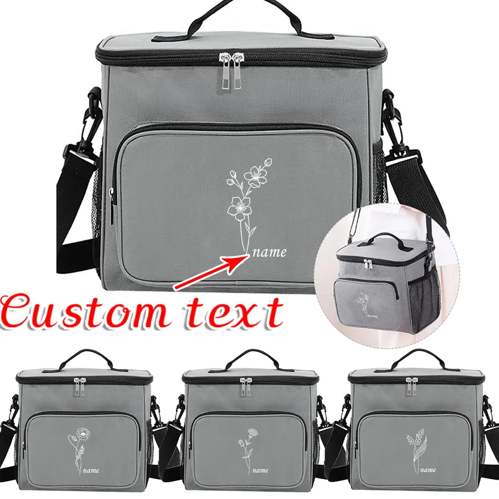 

Персонализированное индивидуальное имя, сумки для обеда на одно плечо, практичная сумка с ручкой, сумка для еды для пикника, офисная сумка для бенто, изолированная упаковка