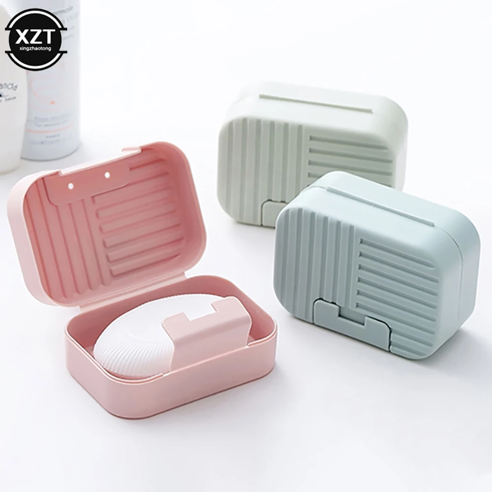 Nordic Style Soap Box Dish Plate With Lid Lock Sealed Travel Portable Soap Case Leakproof Container Holder Bathroom Soap Storage