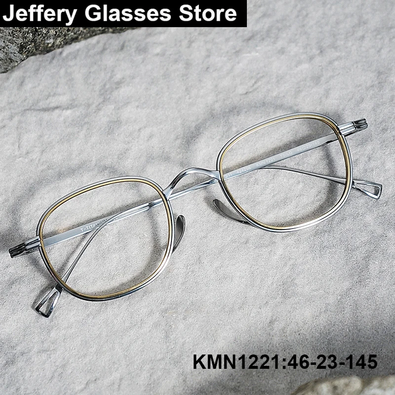 

Japanese Square Glasses Frame KMN1221 Men Women Retro Brand Design Titanium Ultralight Eyeglasses Small Face Eyewear Oculos