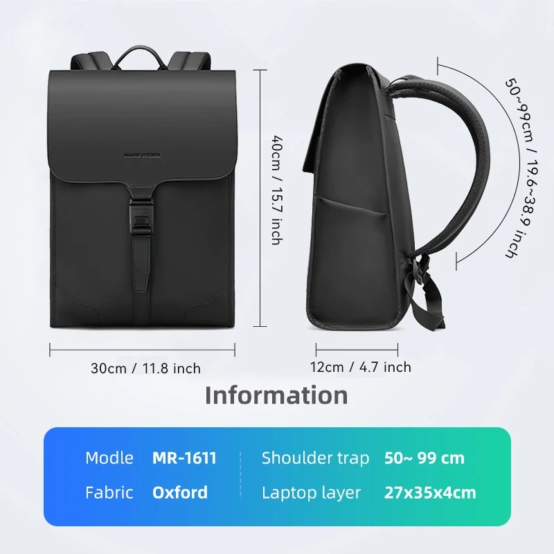 MarkRyden MUKE I: Classic Business Work Black Leather Backpack Leather backpack Men\'s Backpack.