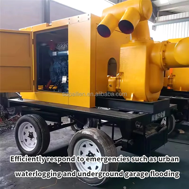 Estação de bomba móvel movida a diesel anti-entupimento, para controle de esgoto/disaster e bomba móvel de emergência resistente a quedas