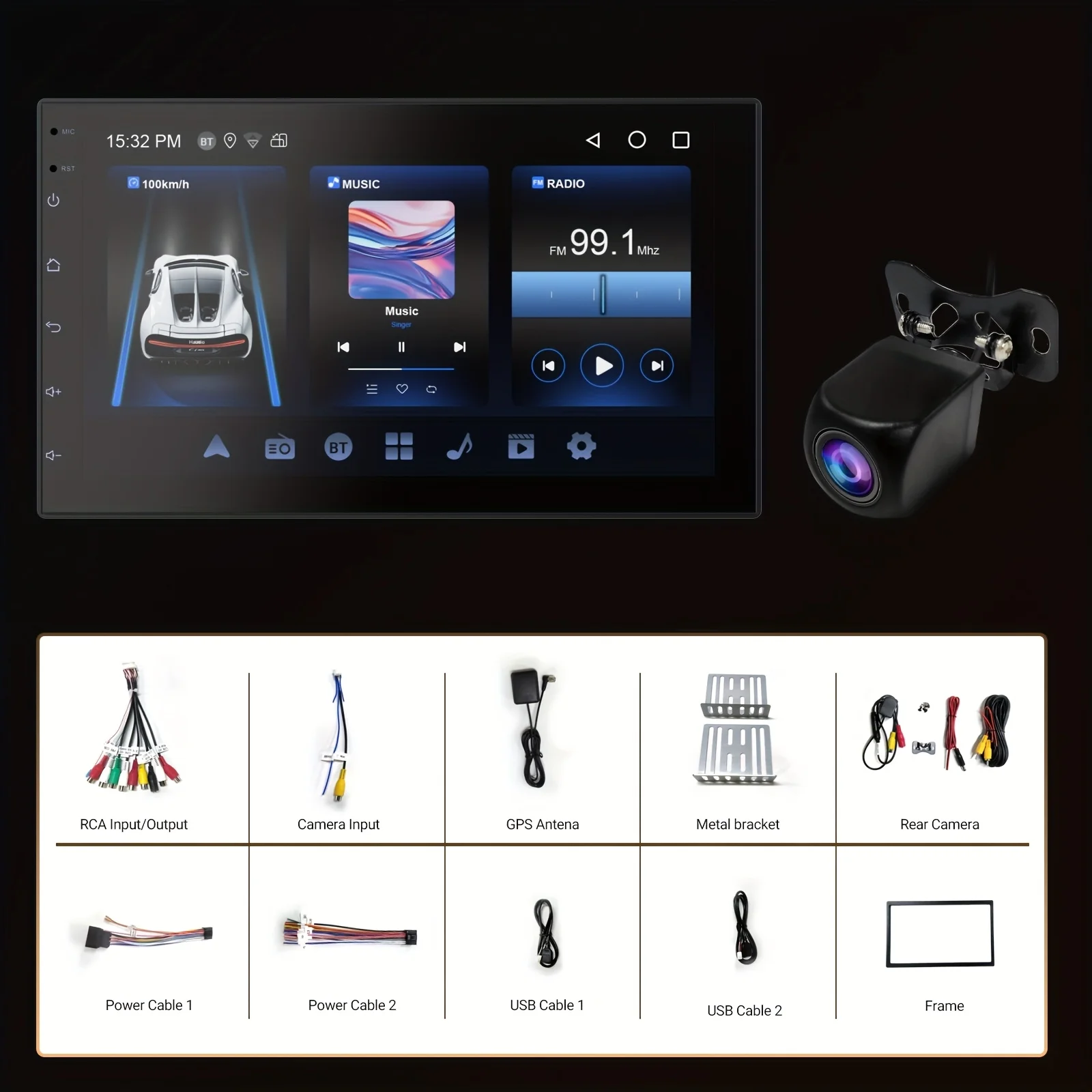 7-Inch Android Car Stereo – Wireless CarPlay & Android Auto Support, GPS Navigation, Steering Wheel Control, Built-in Wi-Fi, 2GB RAM + 64GB Storage, Quad-Core CPU, FM/AM Radio, MirrorLink, Dash Cam Ready, Dual DIN Touchscreen Display view 5