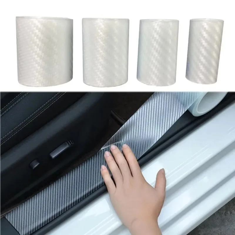 Carbon Fiber Car Sticker Door Edge Transparent Film Anti Scratch Auto Door Sill Protector for Bumper Trunk Household