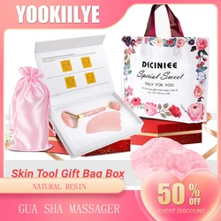 Rose Rose Quartz Jade Roller Gua Sha coffret masseur de corps du visage minceur rouleau de levage pierres de jade naturelles rouleaux de massage pour outils de soins de la peau soins de santé boîte de sac cadeau