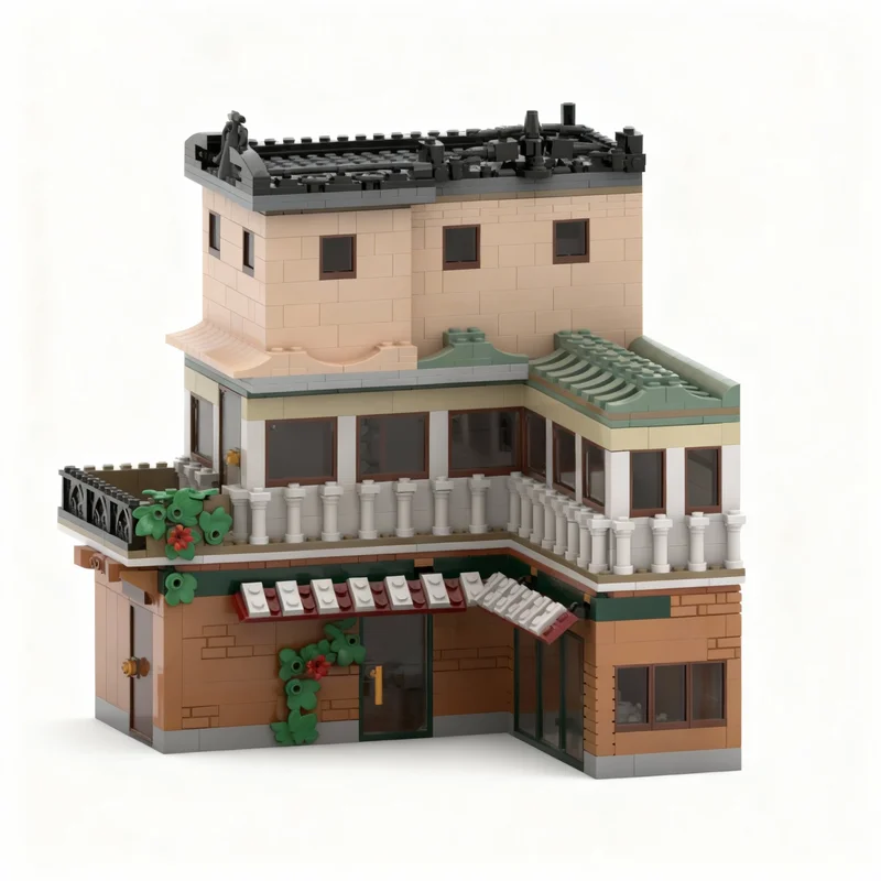1537pcs MOC Modular Streetscape Corner Café Model Building Blocks Construction Toys DIY Christmas Gifts Creative Idea Education