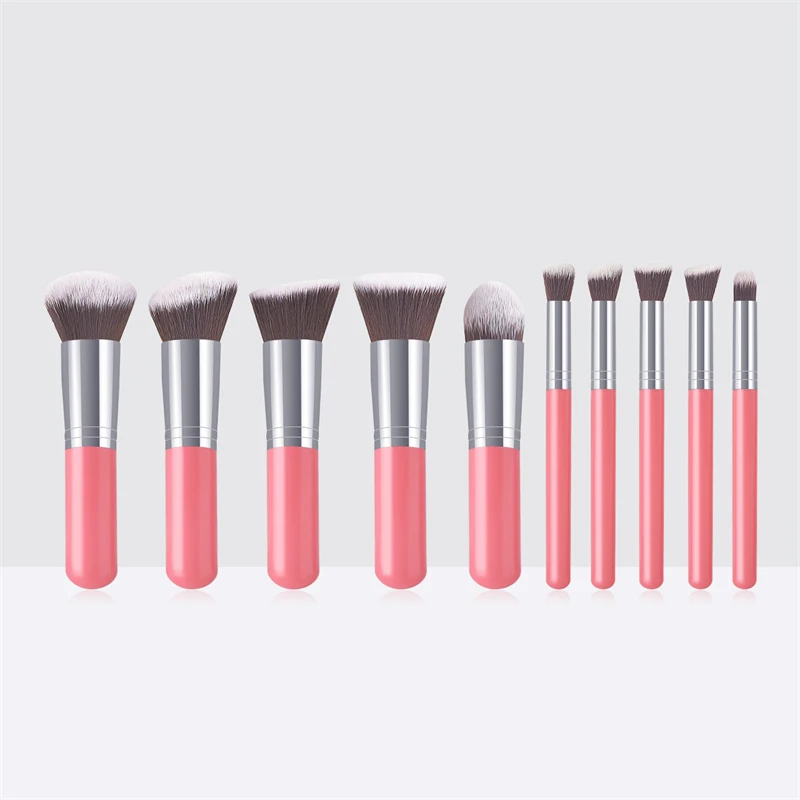 휴대용 짧은 손잡이 뷰티 도구 세트 5개 대형 + 5개 소형 메이크업 브러쉬 재고 있음 컴팩트 화장 브러쉬 키트