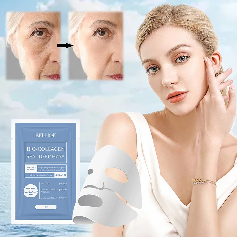 Bio-Collagen Real Deep Mask Przeciwzmarszczkowa maska liftingująca z hydrolizowaną kolagenową nawilżającą maskę na twarz dla kobiet i mężczyzn