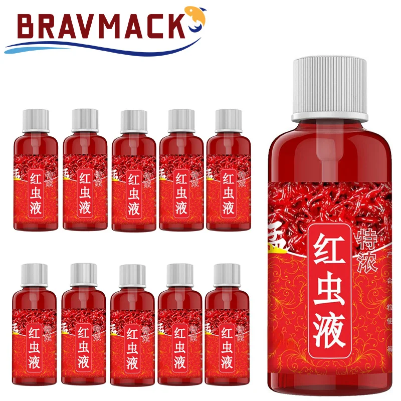 Atrayente de Peces con Aroma a Lombriz de Sangre Líquida de 60 ml, Aditivo Concentrado para Cebo para la Pesca de Perca y Bagre