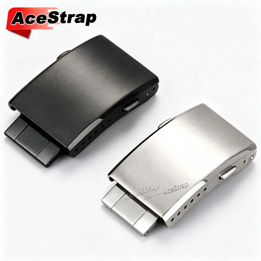 High Quality 316L Stainless Steel Watch Buckle 18mm 20mm 22mm Extended Double Folding Buckles WatchStrap Butterfly Clasp Replace