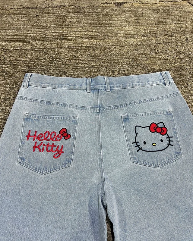 Jeans Versátil de Moda Americana para Homens e Mulheres, Calça Casual Retro Lavada de Cintura Alta Y2K, Shorts Jeans Grandes, Harajuku, 2019