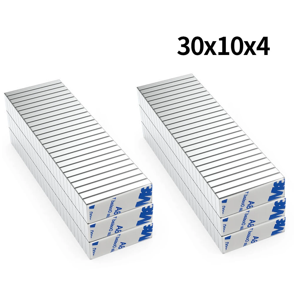 Super Strong Magnet With adhesive N35 Block Magnetic NdFeB Neodymium Magnet Powerful Disc imanes Refrigerator Magnet ﻿30x10x4mm