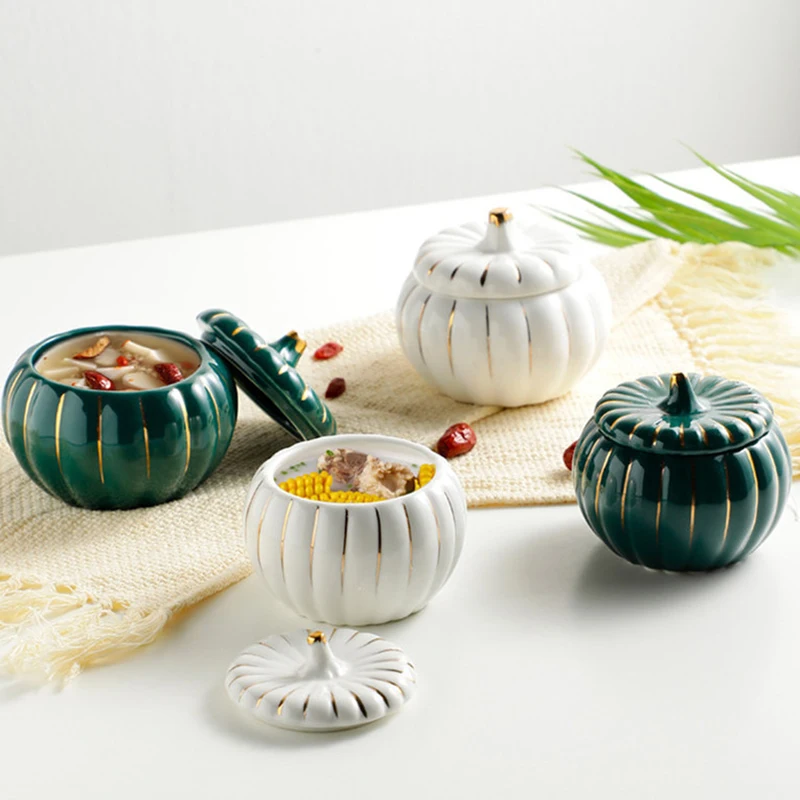 

Phnom Penh Ceramic Soup Bowl with Lid Steamed Egg Cup Soup Pot Small Rice Bowl Kitchen Tableware Fruit Salad Dessert Bowl