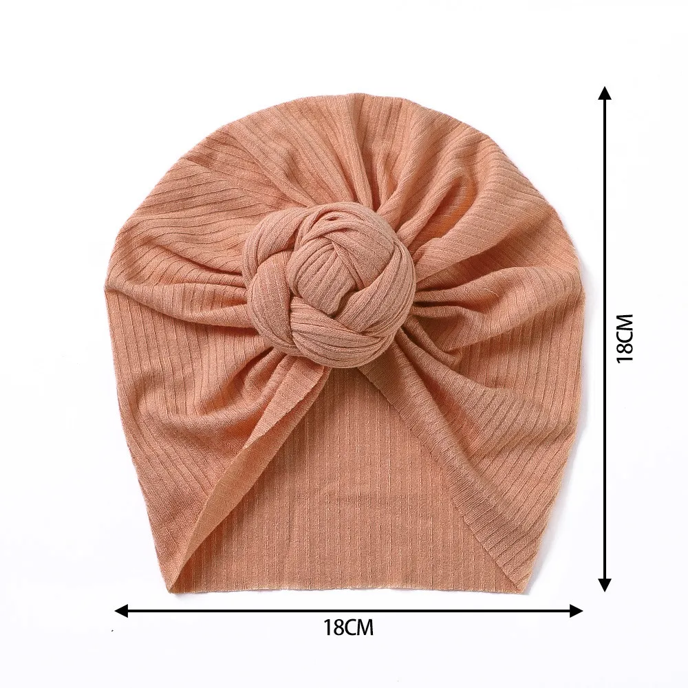 Baby Turban Hats Baby Girls Boys Hat Solid Color Bow Knotted Hats Newborn Fetal Cap Headband Kids Headwear Hair Band Accessories