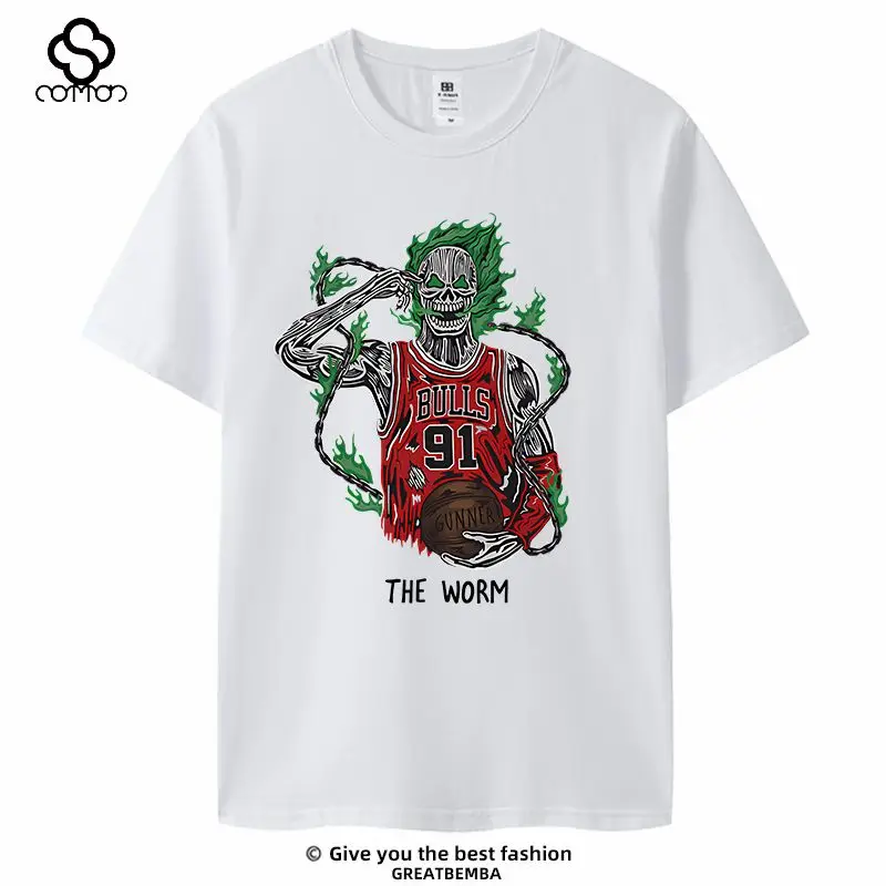 Big Bug Rodman Memorial Basketball Short Sleeve T-Shirt Large Size Loose Cartoon Trend American Casual Summer Men