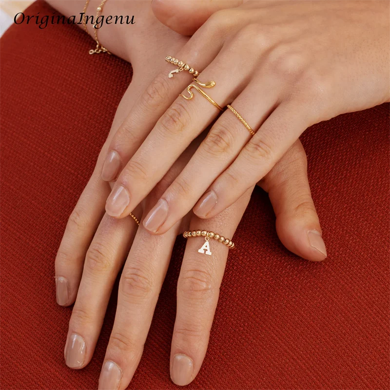 パーソナライズレターリング　伸縮性　14Kゴールドフィルド　 - Wrap Ring Gold のレビューと価格