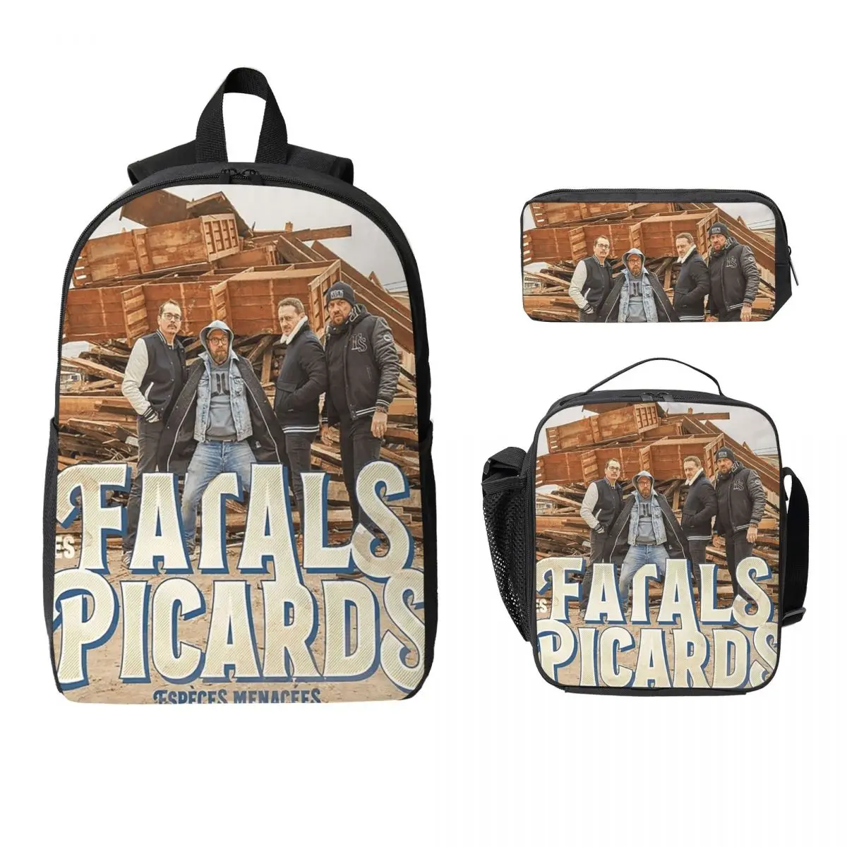 Рюкзак Les Fatals Picards Especes Menacees Album 2019, школьная сумка, сумка через плечо, набор из 3 предметов: термосумка для обедов, пенал