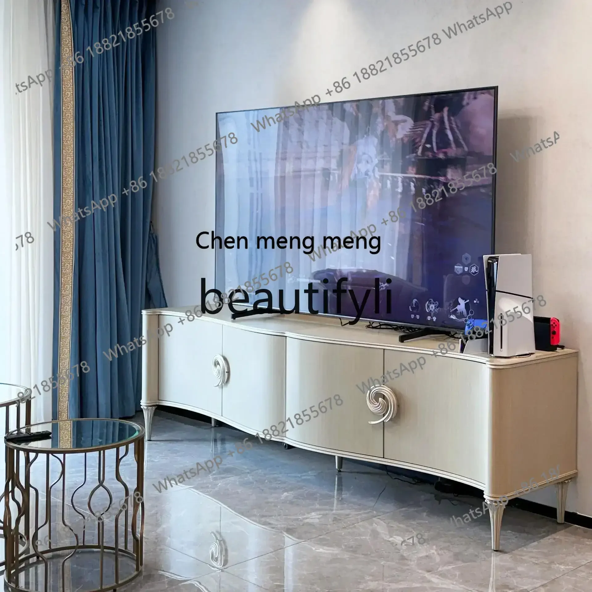 D178  Meike Francesca TV Cabinet American Light Luxury TV Cabinet Living Room Floor Cabinet