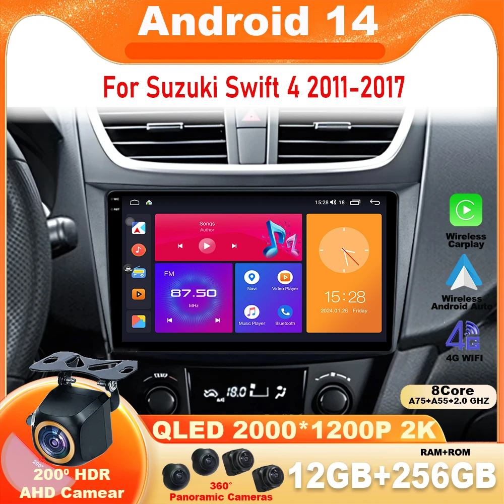 

Android 14 Car Radio For Suzuki Swift 4 2011-2017 Wireless Carplay Auto Radio Multimedia Player 4G Wifi GPS DSP No 2din DVD QLED
