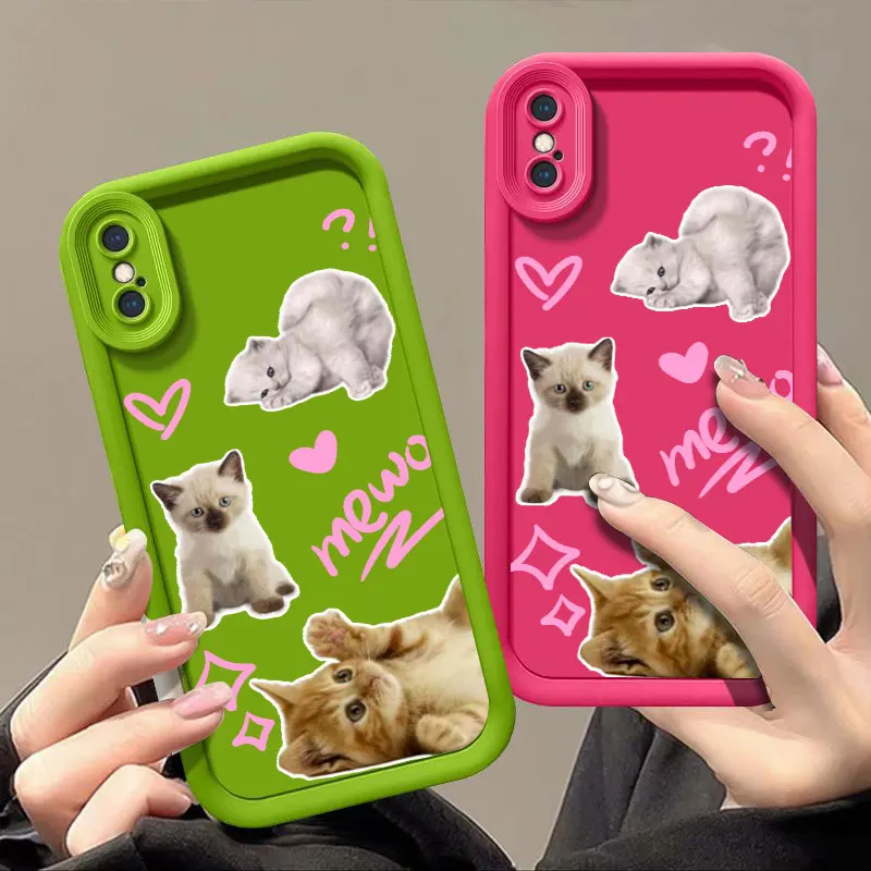 Cute Cat Fasion Phone Case for iPhone 6 6S 7 8 PLUS SE 2020 2022 X XR XS MAX Shockproof Silicone Soft Cover Coque