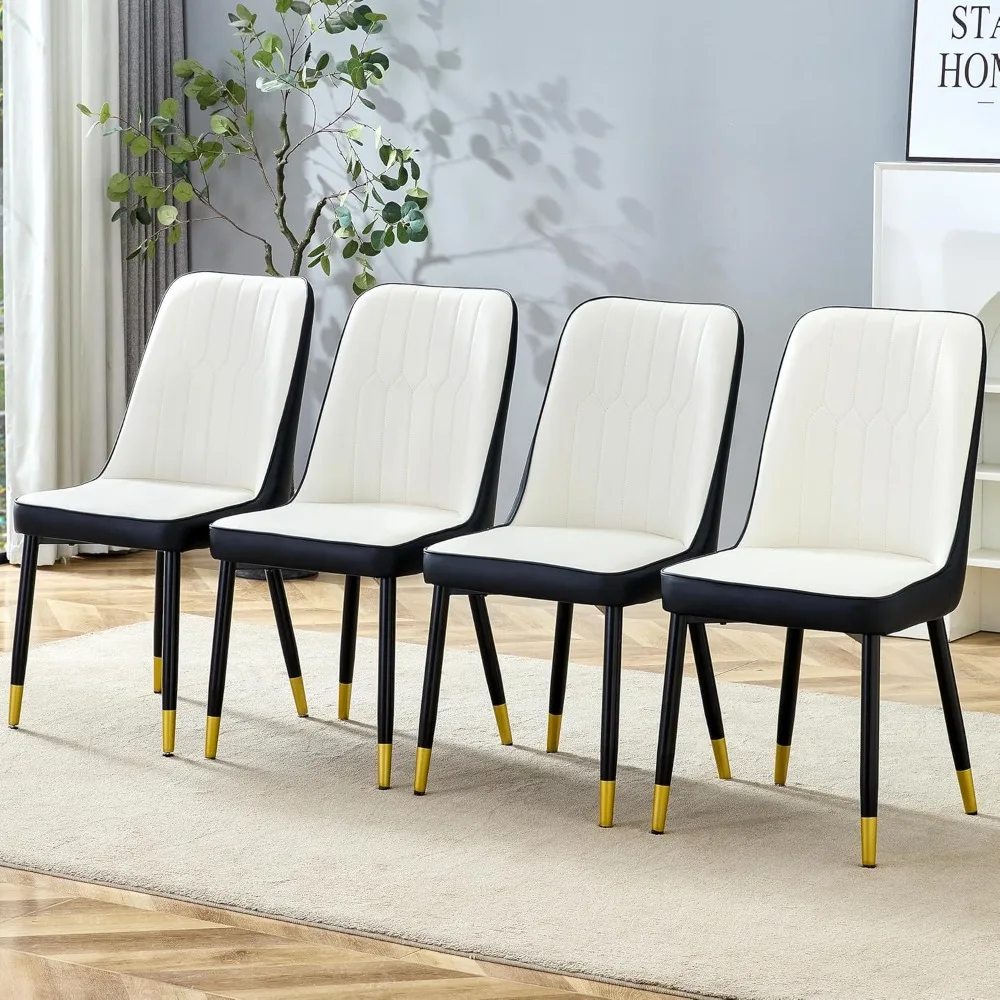 

Dining Chairs Set of 4，Modern Dining Chairs, Equipped with PU Leather Backrest Cushions and Metal Legs, Customized