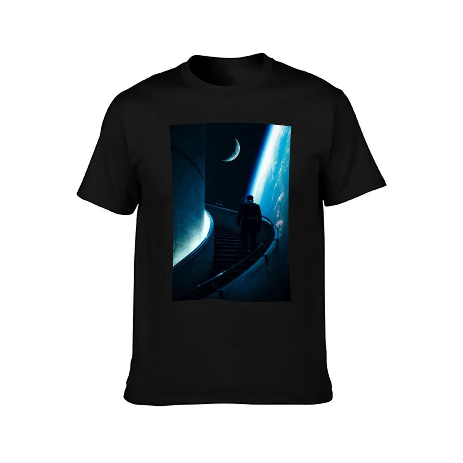 Stairway to Space T-Shirt Comfortable Basic Crew Neck Tee T-Shirt