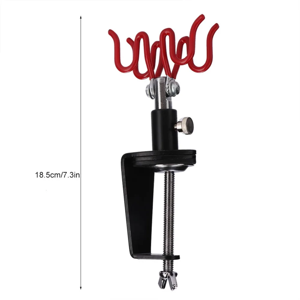 Black + Red Clamp-on Airbrush Stand 18.5*7.5cm Plastic + Metal Desktop Spray Gun Storage Rack Model Painting Tool Organizer view 6