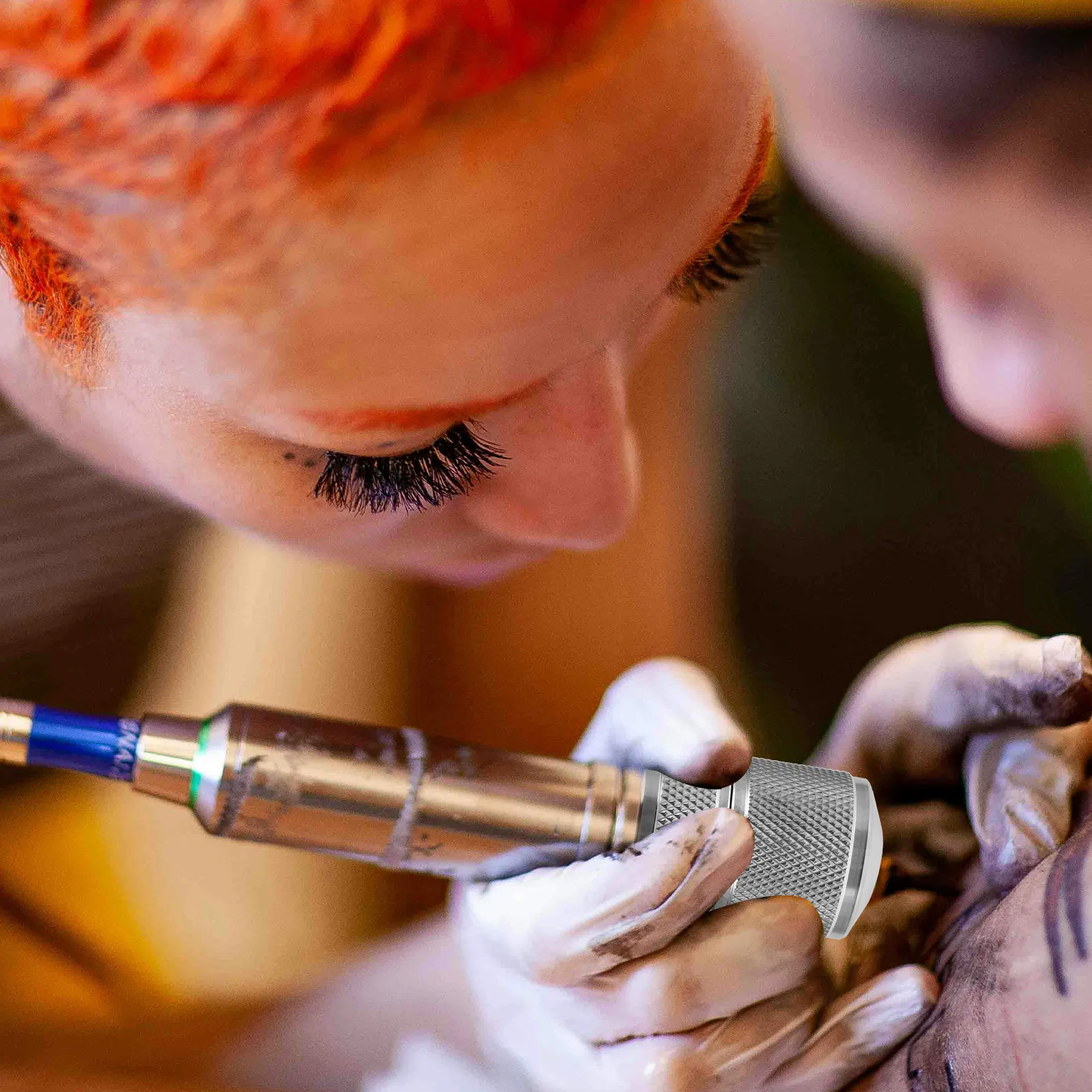 

Stainless Steel Tattoo Grip 30Mm Self Locking Handle Ergonomic Non Slip Ratchet Design for Body Beginners