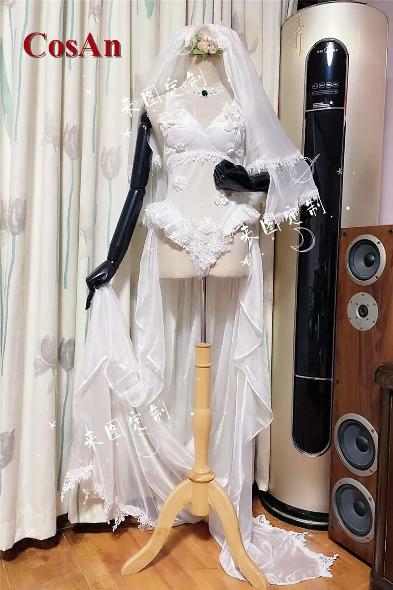 CosAn Hot Game Bride Cosplay Costume Sweet Elegant White Wedding Dress Activity Party Role Play Clothing High-End Custom-Make