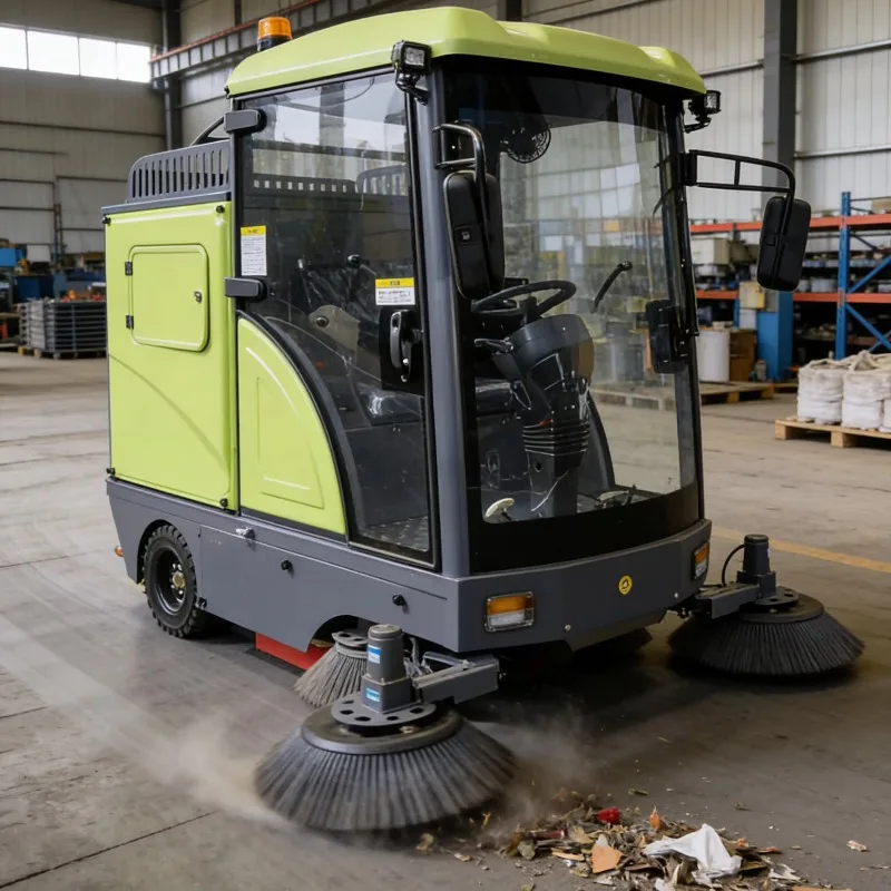 Customized Industrial Warehouse Electric Ride-On Self-Propelled Road Sweeper With Brushes For Street Use Dust Collection
