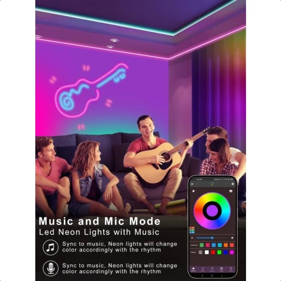 10ft Rgb Led أضواء حبل النيون مع التحكم عن بعد في التطبيق IP65 مقاوم للماء أضواء شريط النيون للخارجية لتقوم بها بنفسك تصميم مرنة Led Rop