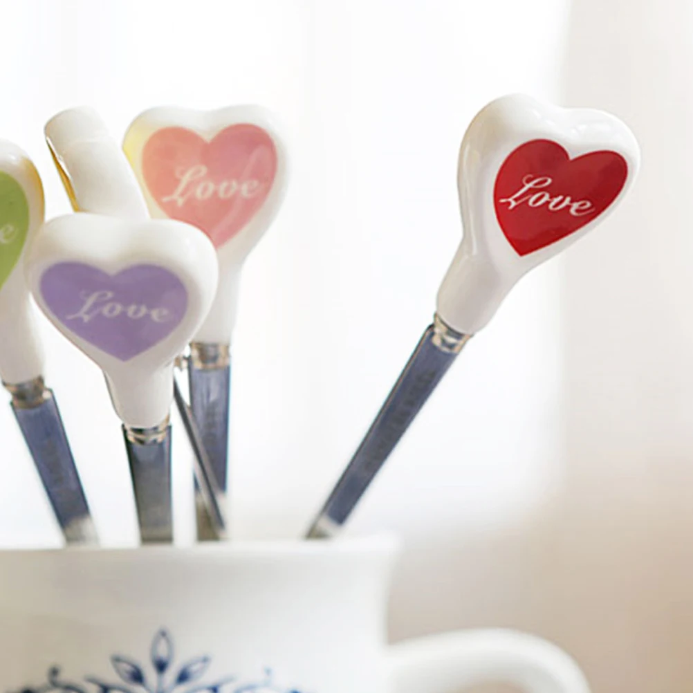 

Red Ceramic Love Heart Handle Stainless Steel Spoon Coffee Dessert Stirring Spoon Tableware Serving Kitchen Accessory