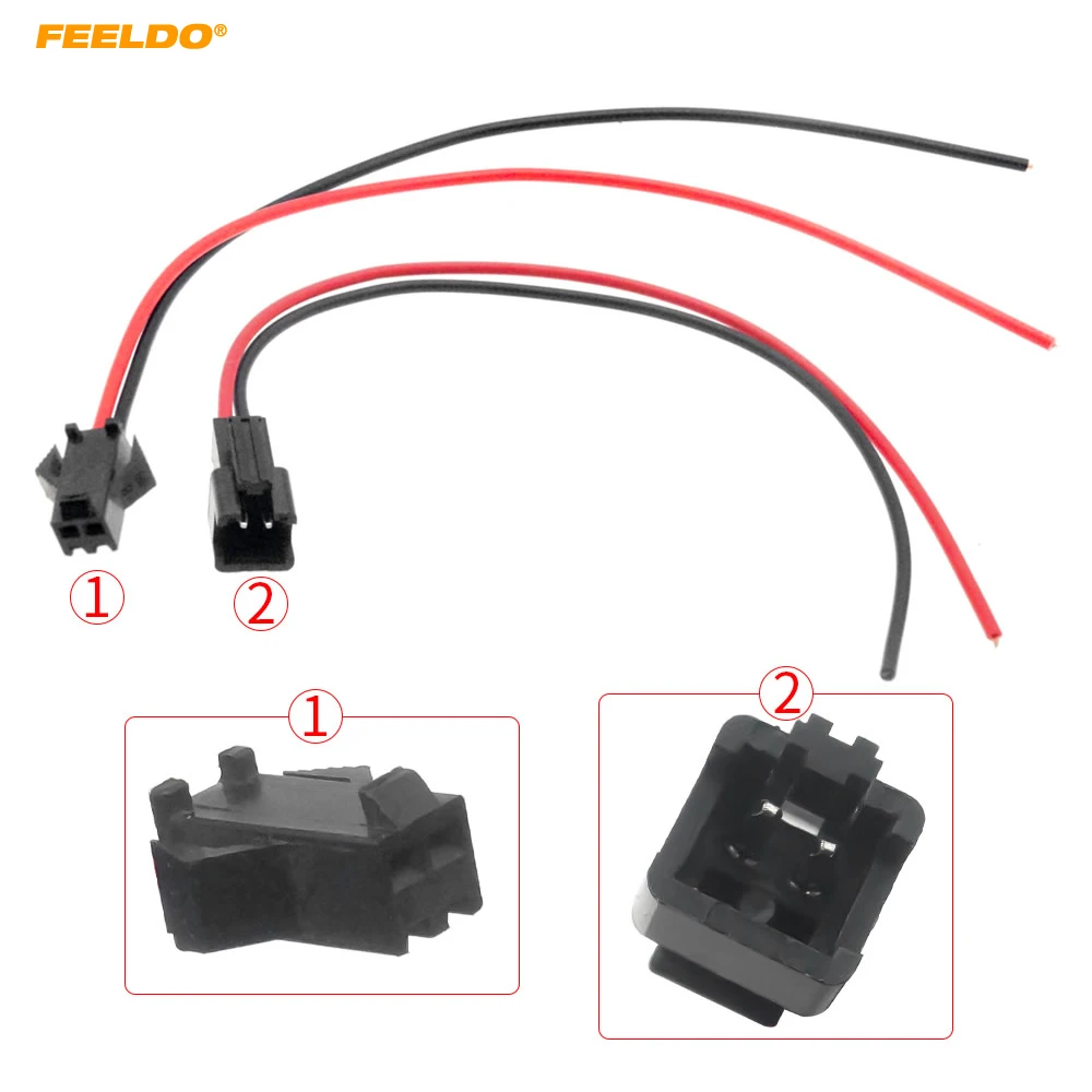 

FEELDO Car Male To Female Plug 2PIN Headlight Pigtail Terminal Connecting Wiring For Auto Projector Lens Modification DIY Wire