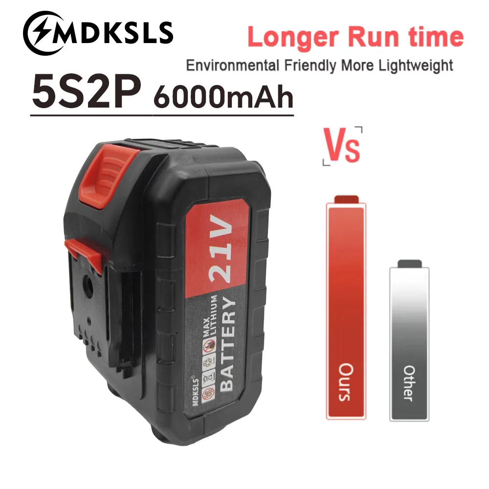 2026 New 21V 6.0Ah For Worx Battery Rechargeable Battery, 18650 High Power Lithium Battery, Electric Screwdriver, Drill Battery