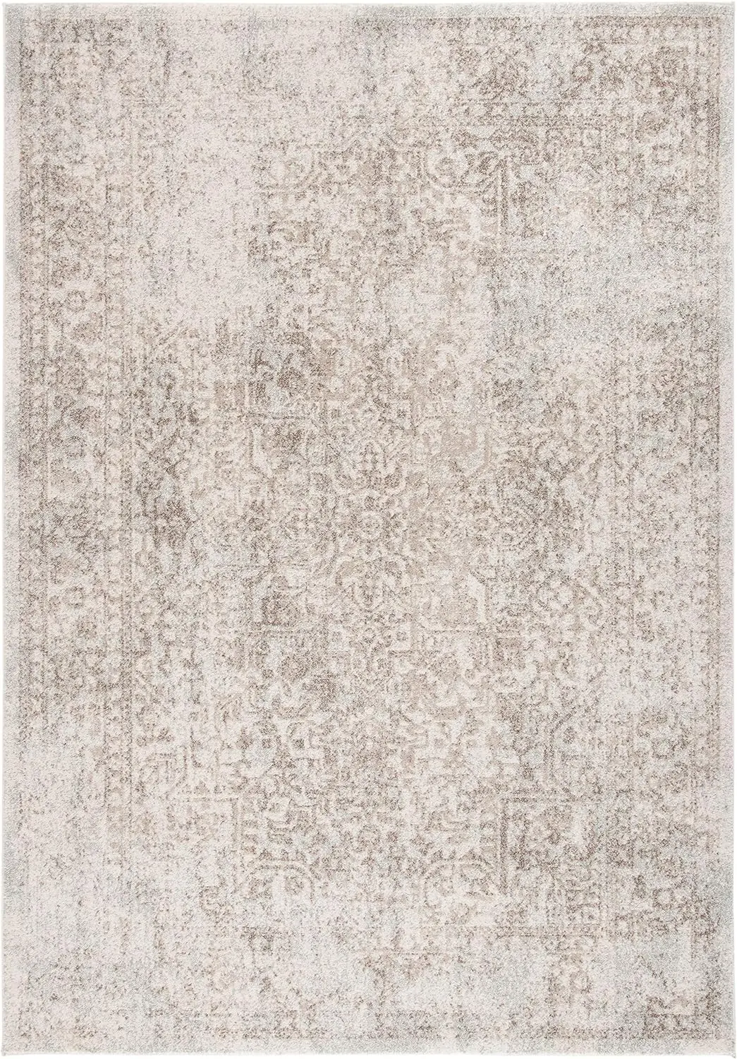 

SAFAVIEH Evoke Collection Area Rug - 9' x 12', Ivory & Taupe, Oriental Distressed Design, Non-Shedding & Easy Care, Ideal for Hi