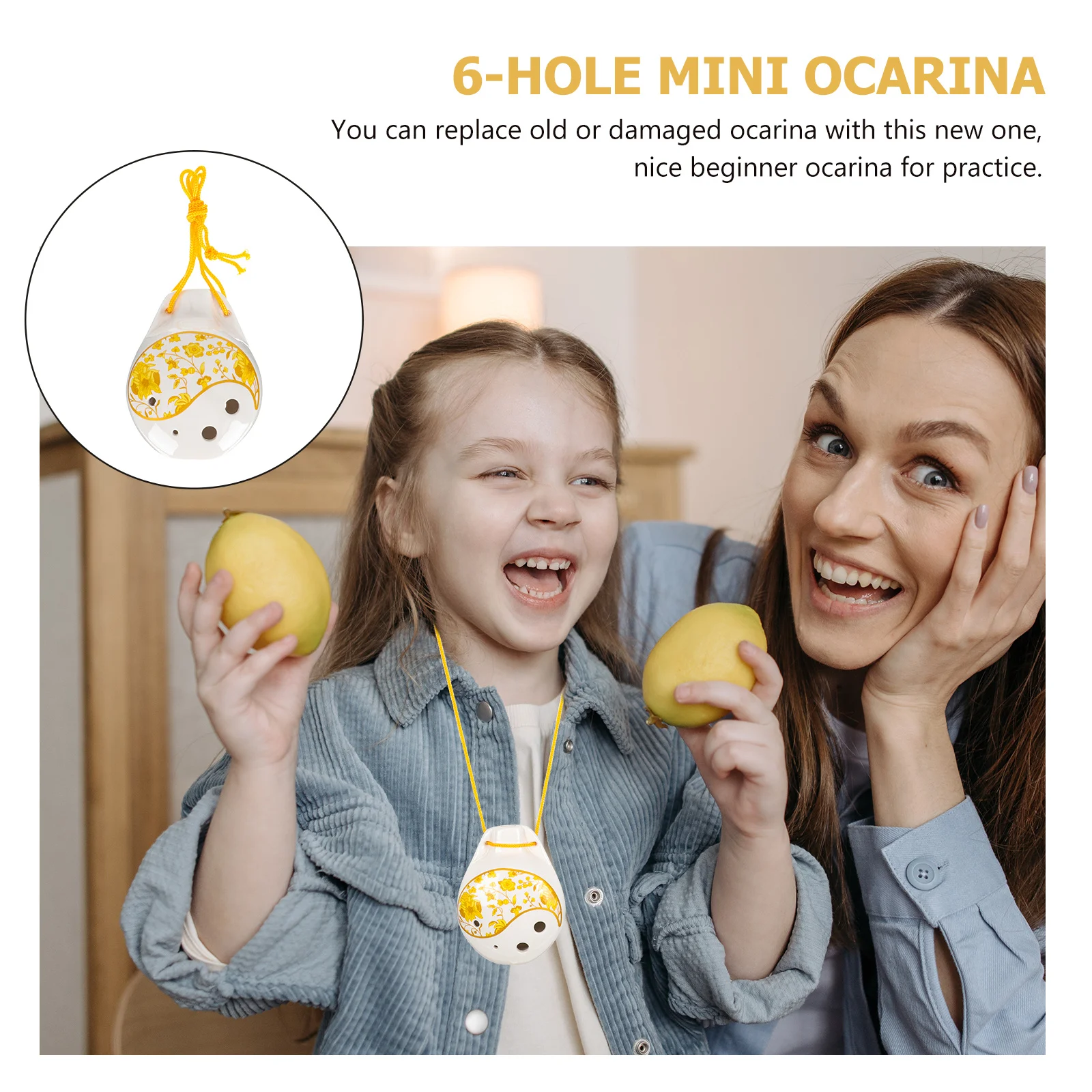 

Ceramic 6-Hole Ocarina Beginner Wind Instrument Portable Practice Alto Ocarina for Kids Adults Retro Modeling Creative Music