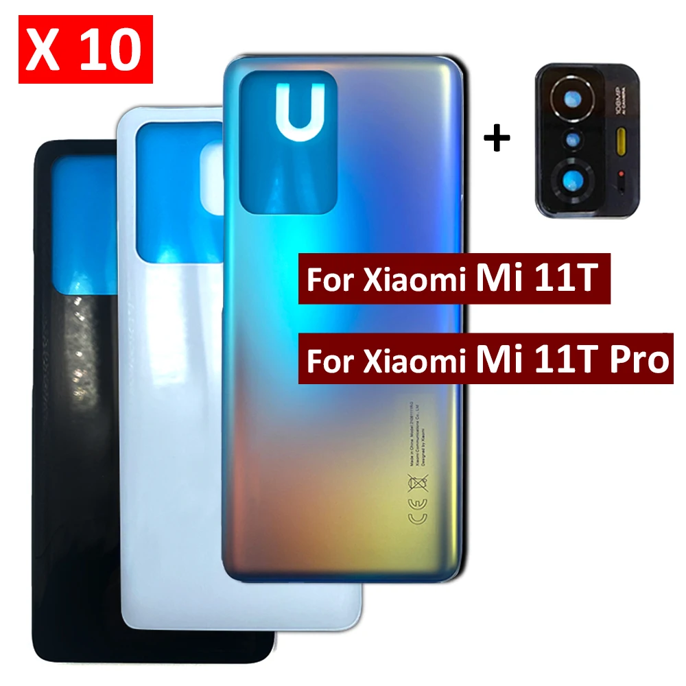 

10Pcs/Lot, New Glass For Xiaomi Mi 11T Pro 5G Battery Cover Xiaomi 11T Replacement Rear Housing Door With Adhesive + Camera Lens