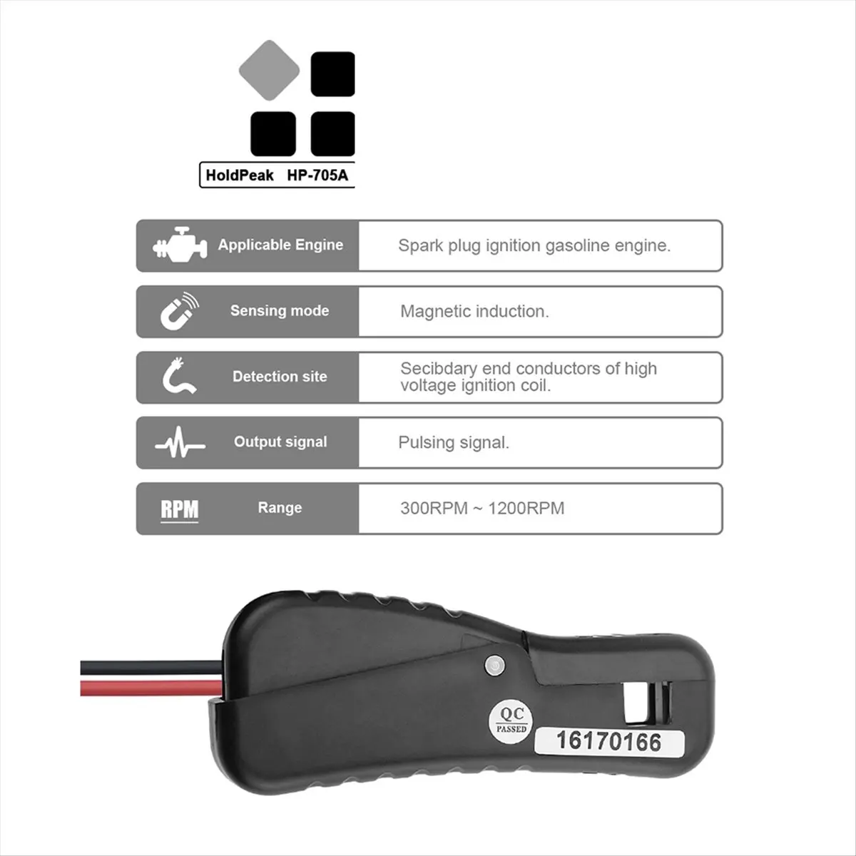 A40I BT-705A Automotive Signal Pick-Up, Inductive Engine 300-1200 RPM Clamp Lead,Pickup Lead Accessory for Digital Multimeter