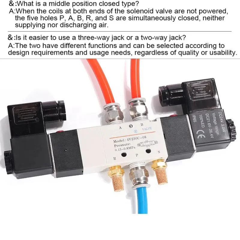 4V130C-06 4V230C-08 Solenoid valve Double headed Double control 5 Way 3 Position Power down hold Pneumatic directional valve
