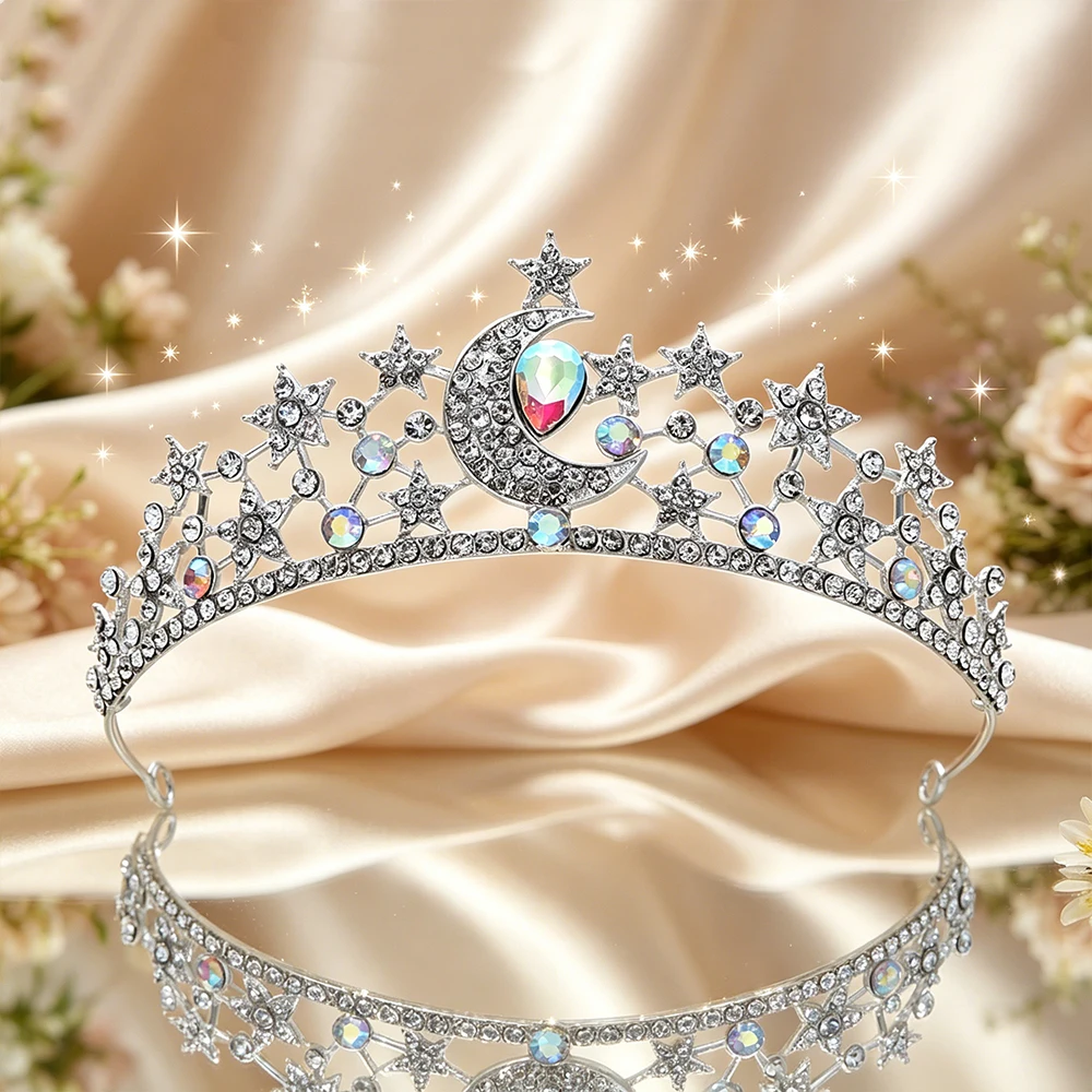 Tiara de Noiva Lua e Estrela c - Women Queen Fashion avaliação e preço