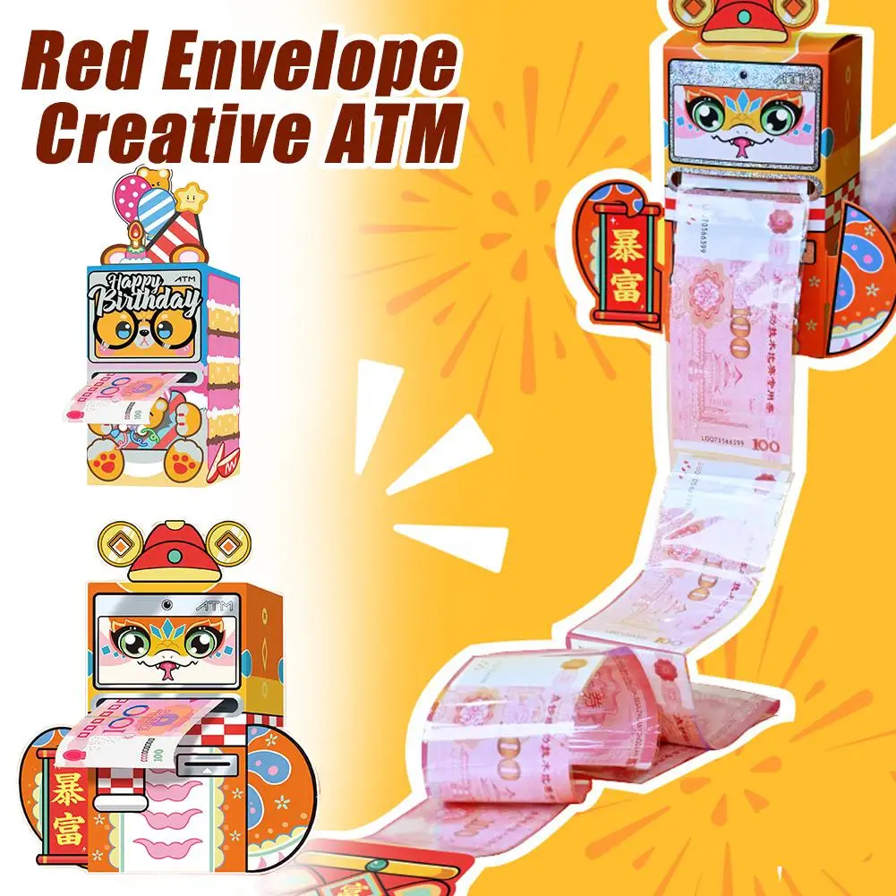 ATM Red Envelope Chinese Creative New Year Money Pouch Pull Drawing Money Gift Birthday Anniversary Ceremony Sense 2025 ﻿