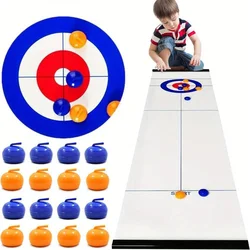 16PCS/set Foldable Mini Curling Table Curling Ball Tabletop Curling Game For Kid Adult Family School Travel Tabletop Culing Game