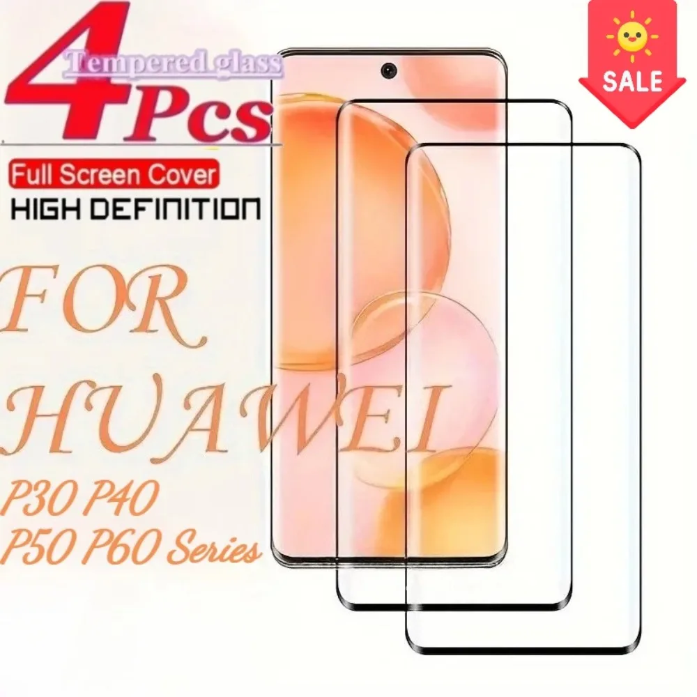 4PCS Full Cover Screen Protectors for Huawei P60 50 40 30 20 HD Film for Huawei P30 Lite 20 40 50 60 Pro Protectores De Pantalla