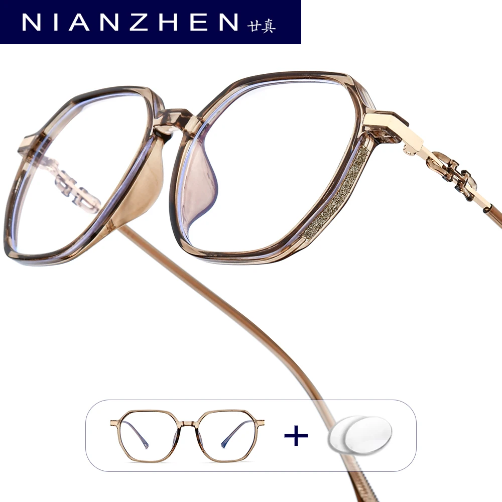 nianzhen-累進度付きメガネフォトクロミック近視光学レンズ眼鏡男性ポリゴン眼鏡-tr90-合金フレーム-3099