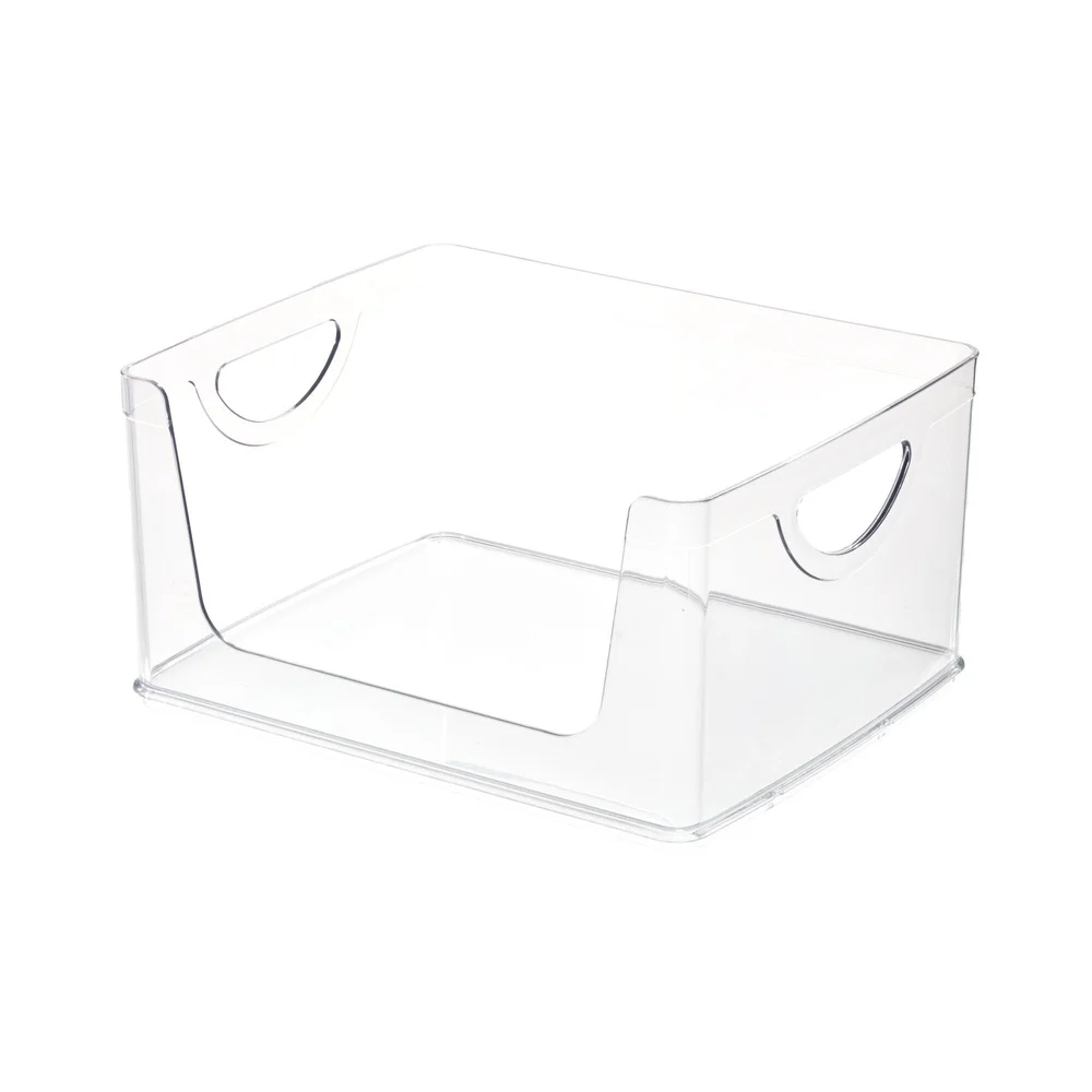صندوق تنظيم خزانة أمامية مفتوحة من البلاستيك الشفاف قابل للتكديس مع مقابض مدمجة وحاوية تخزين وأدوات المطبخ #2