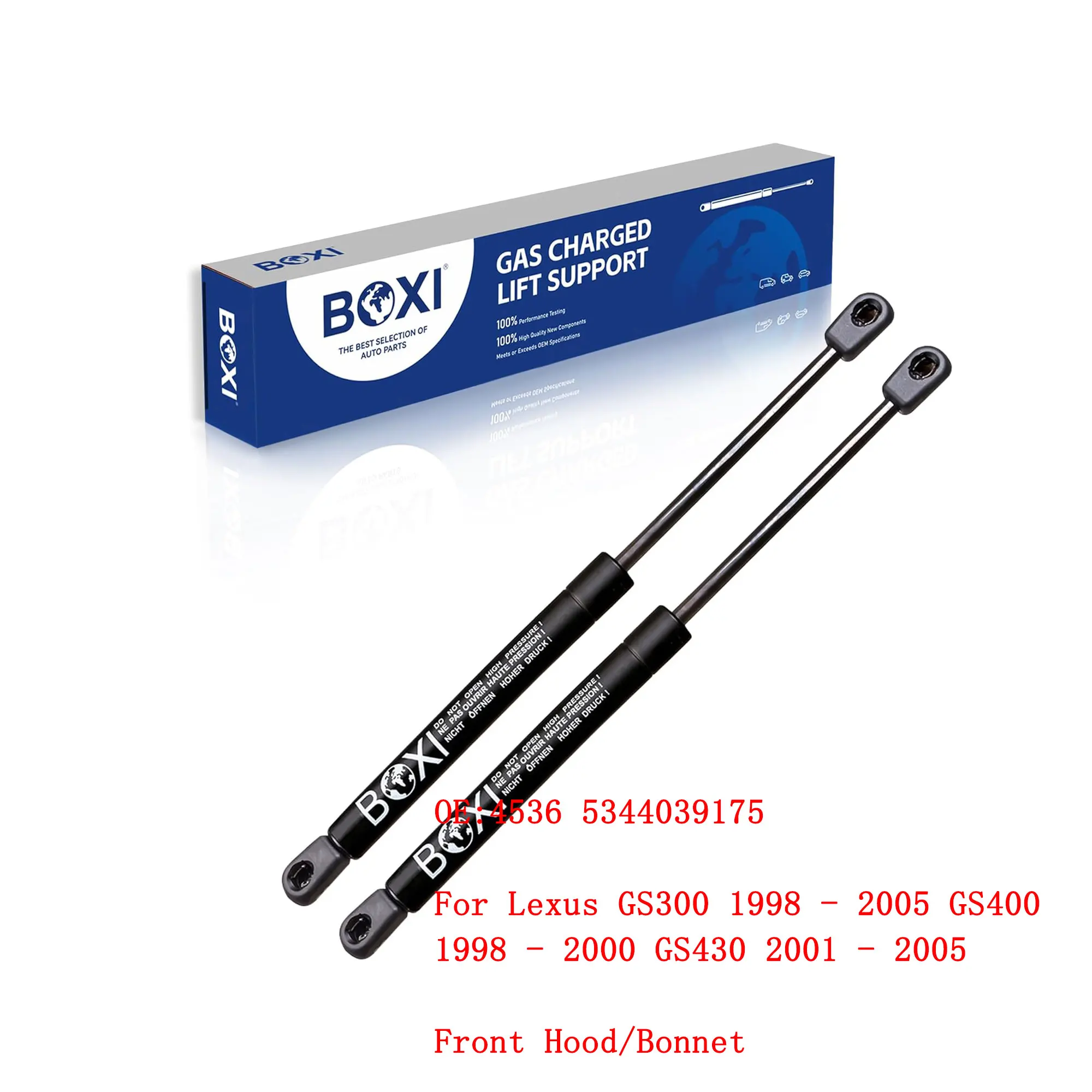 

2Pcs 4536 5344039175 Front Hood Lift Struts Spring For Lexus GS300 1998 - 2005 GS400 1998 - 2000 GS430 2001 - 2005 Bonnet Rod