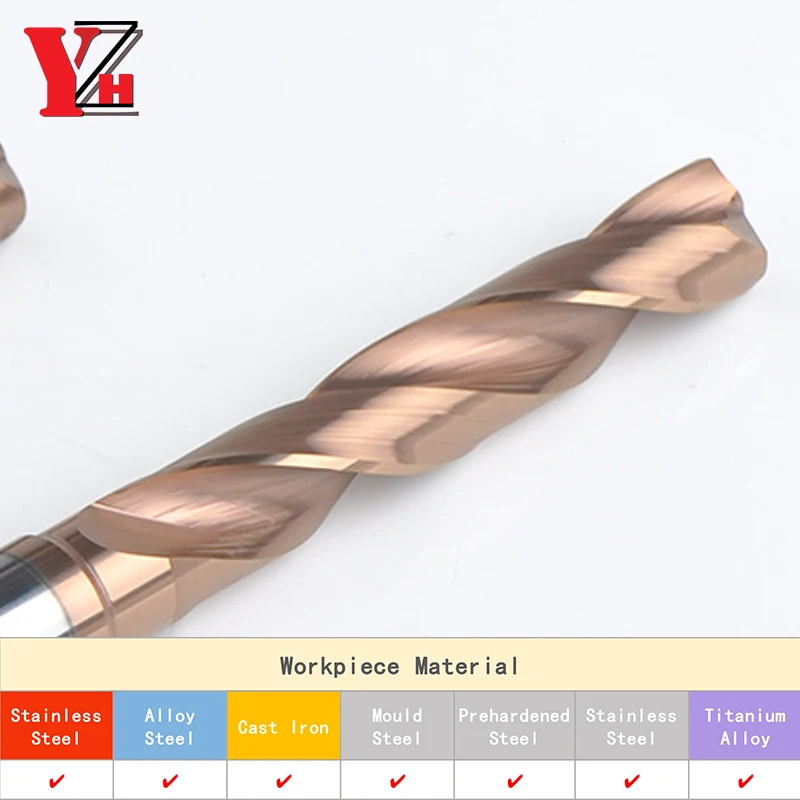 YZH 3D Carbide Drill With External Cooling Or Internal Cooling Non-standard Diameter1.05-9.95mm HRC55/65 Solid Tungsten Steel