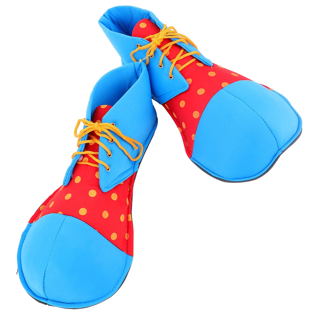 

Party Clown Nose Blue and Red Stitching Shoes White Dress up Fabric Halloween Props Child